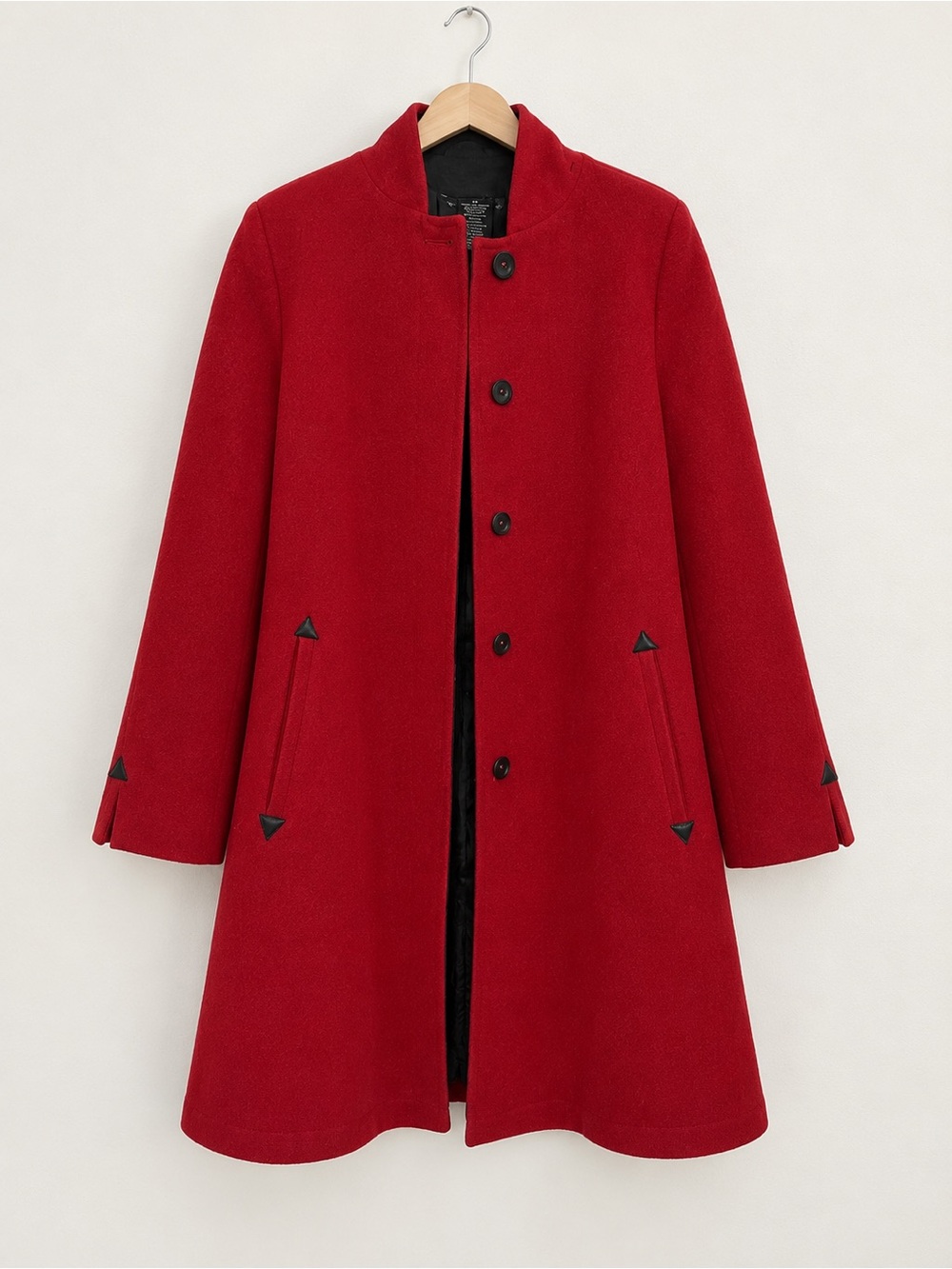 Wool Blend Holiday Christmas Red Hooded Swing Cape Coat - LIKE NEW- Plus Size 2